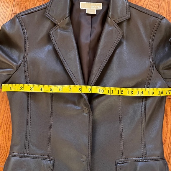 Michael Kors Brown Leather Blazer Jacket - Picture 7 of 11